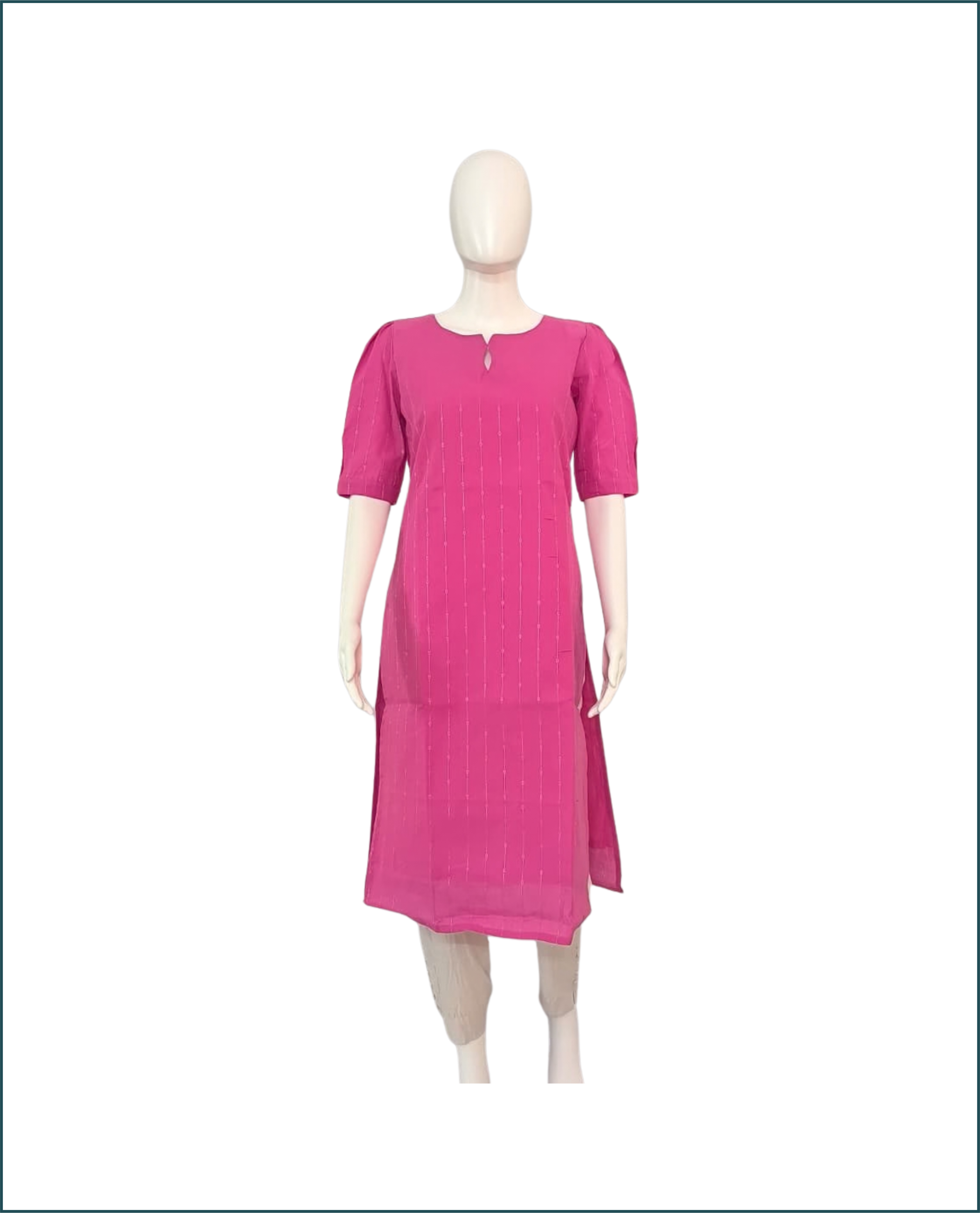 Handloom Cotton Kurti - Pink