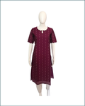Raw Silk Kurti - Wine