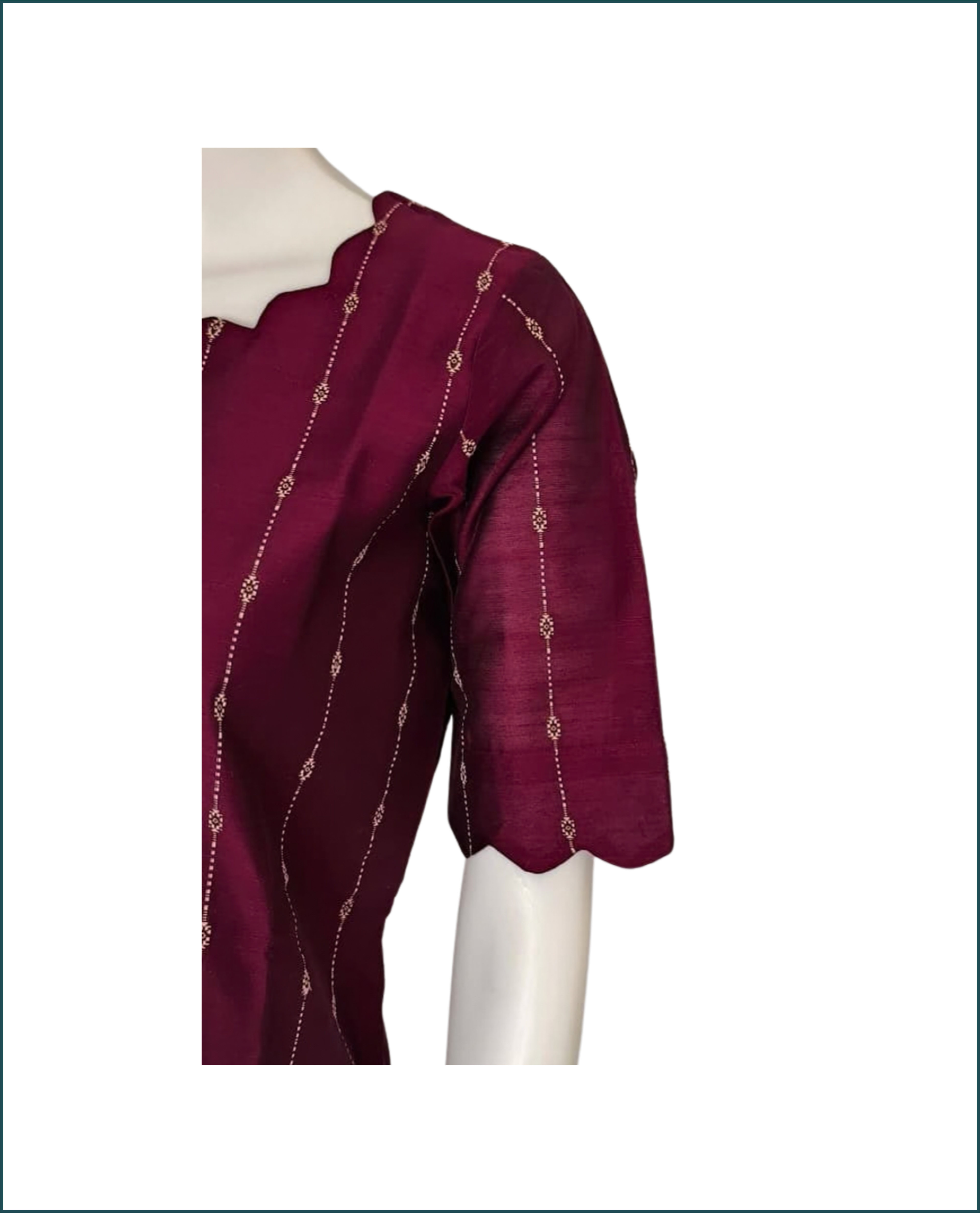 Raw Silk Kurti - Wine