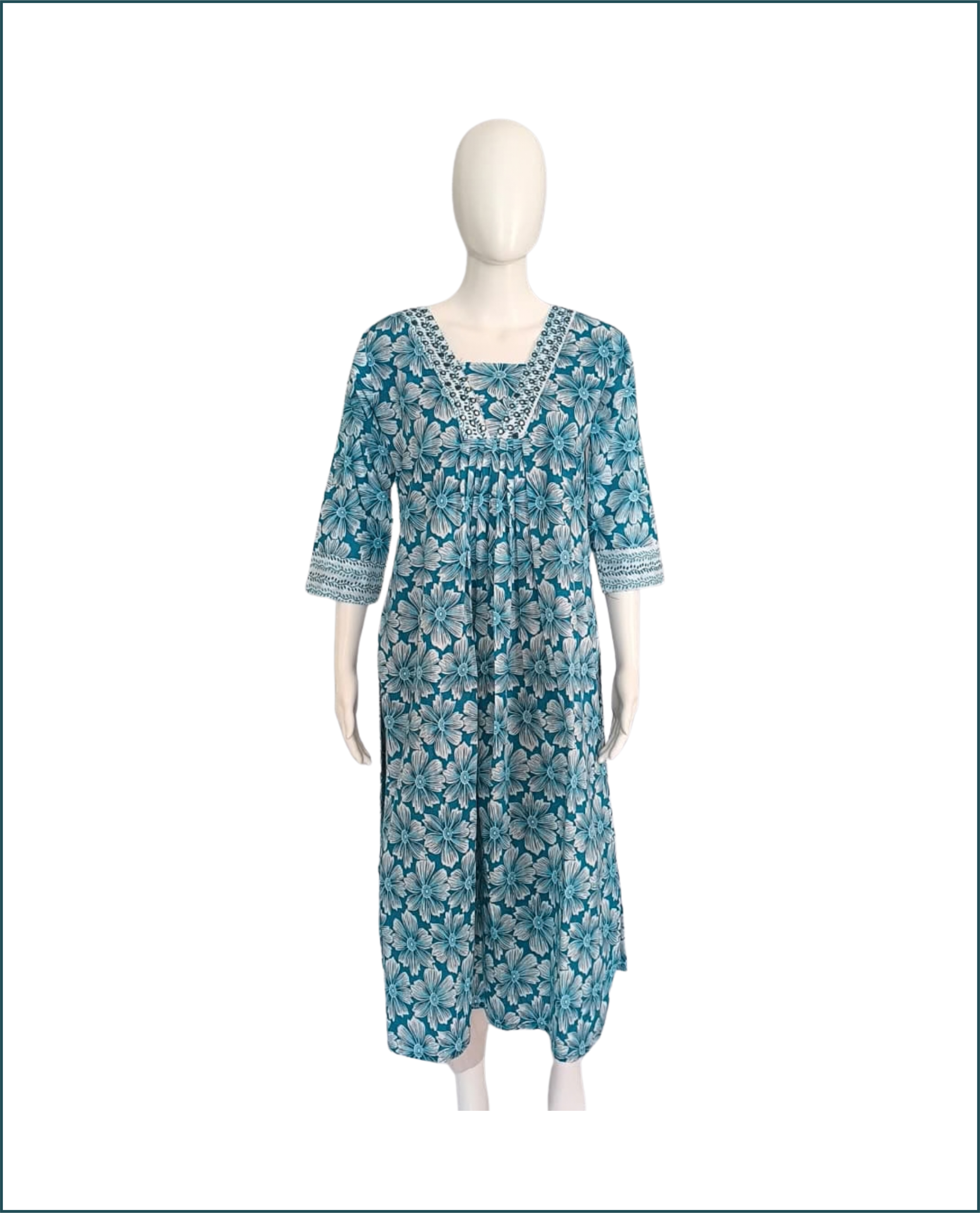 Cotton Kurti - Blue (Floral)