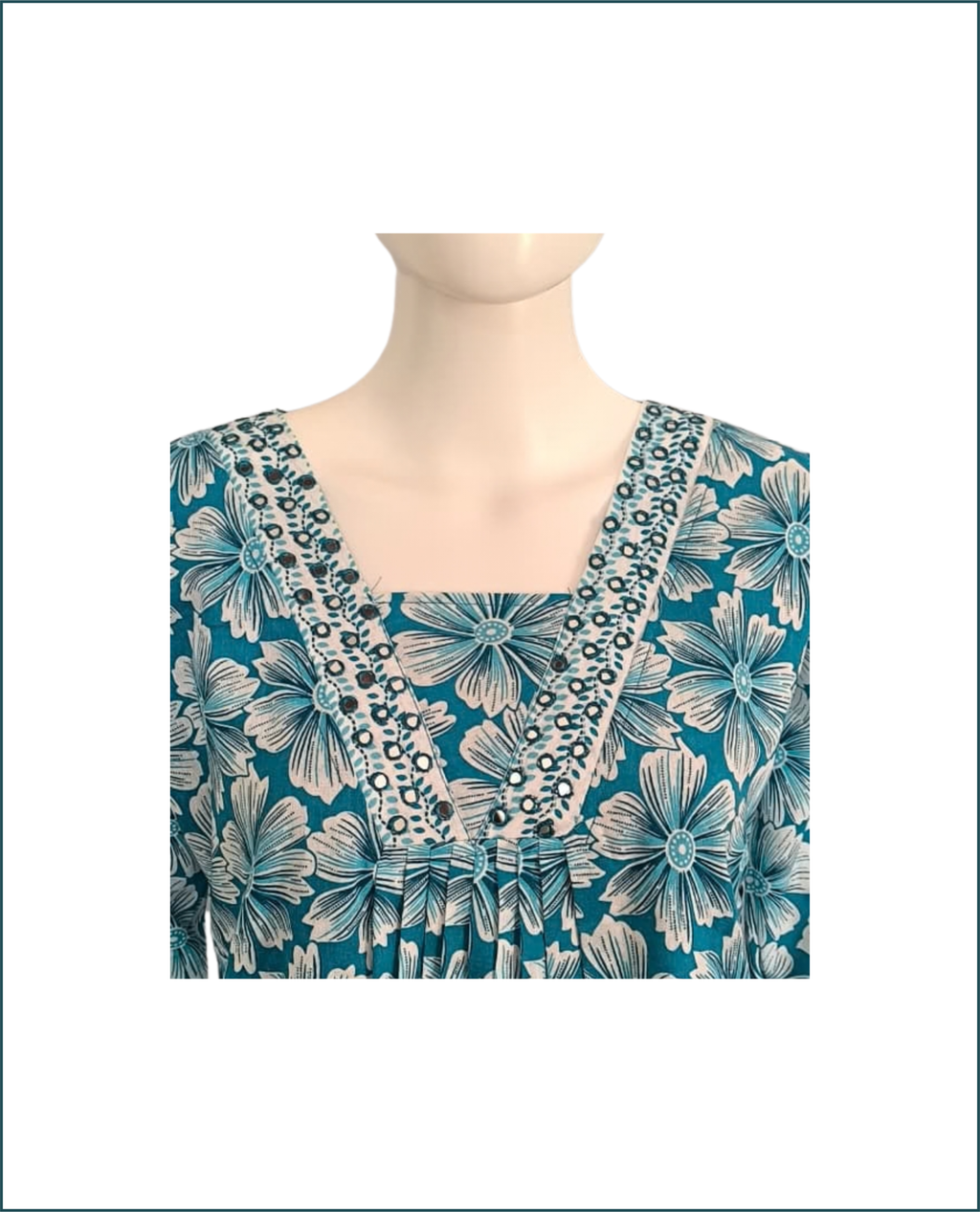 Cotton Kurti - Blue (Floral)