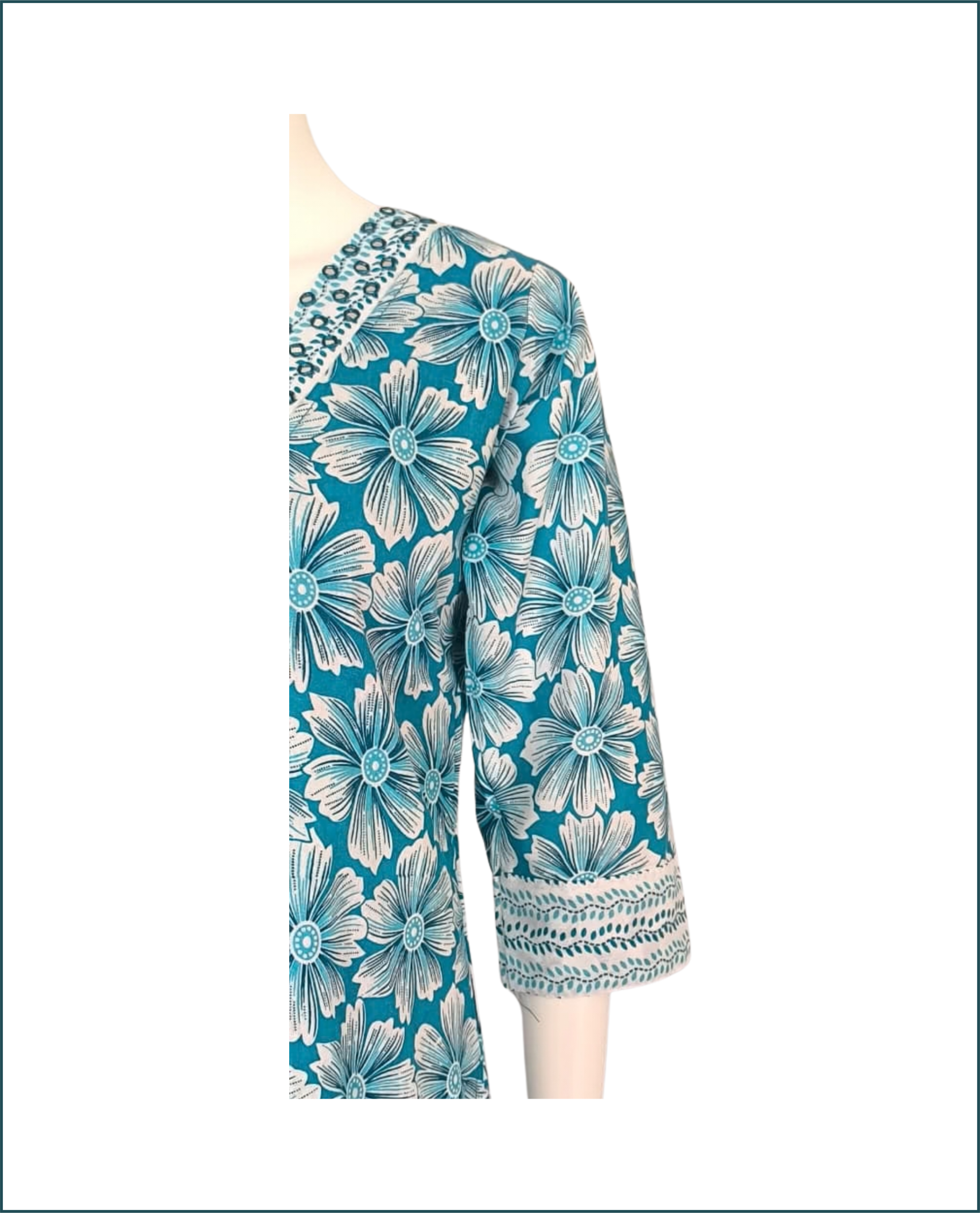 Cotton Kurti - Blue (Floral)